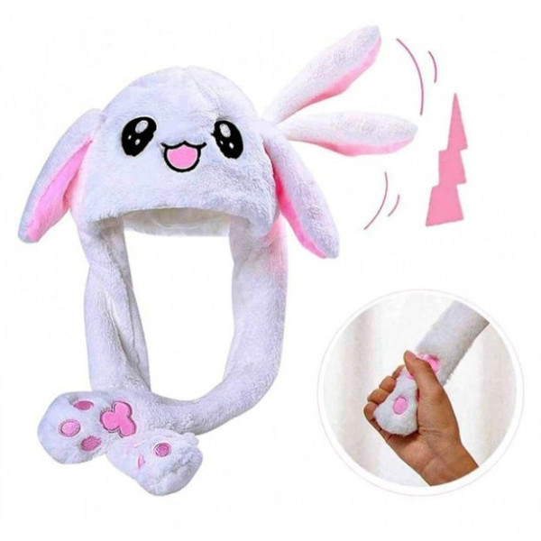 Светящаяся шапка Pikachu toys soft toys with led с двигающими ушками Белая