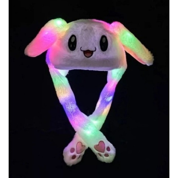 Светящаяся шапка Pikachu toys soft toys with led с двигающими ушками Белая