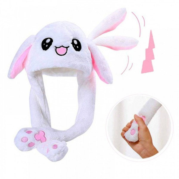 Светящаяся шапка Pikachu toys soft toys with led с двигающими ушками Белая