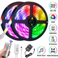 Светодиодная лента многоцветная 3528 RGB комплект 5м c пультом и блоком