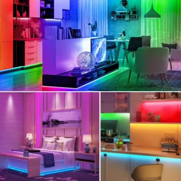 Светодиодная лента многоцветная 3528 RGB комплект 5м c пультом и блоком