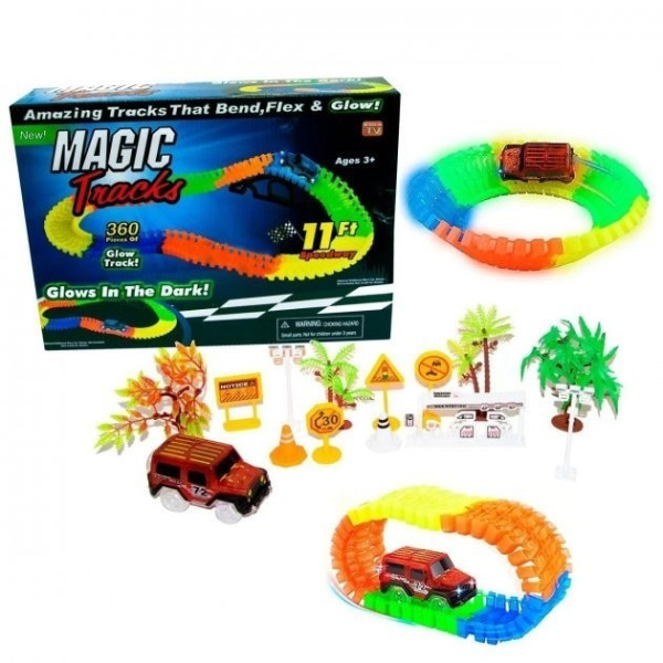 Гибкая игрушечная дорога с машинкой 360 деталей Magic Track гибкий трек