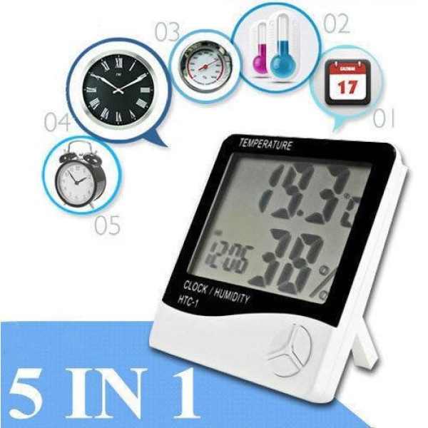 Цифровой термогигрометр влагомер часы будильник метеостанция Best watch UKC HTC-1 White