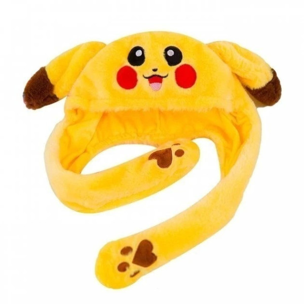 Шапка светящаяся с двигающимися ушами Пикачу Pikachu желтая
