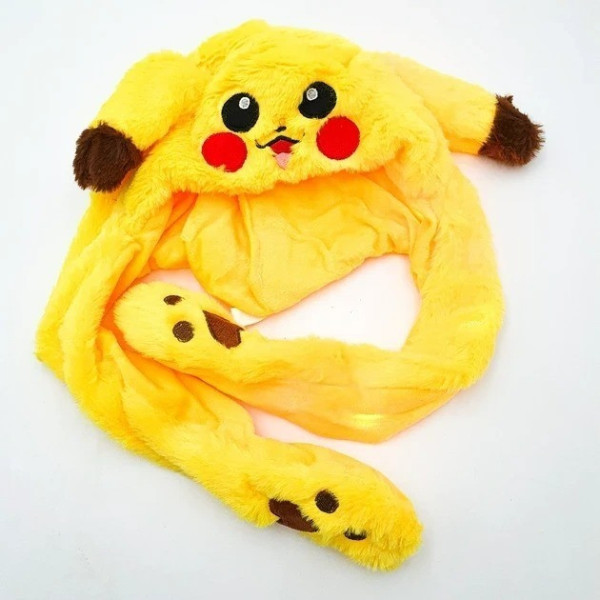 Шапка светящаяся с двигающимися ушами Пикачу Pikachu желтая