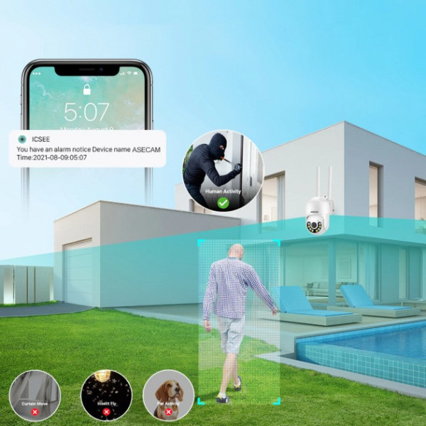 Уличная IP камера видео наблюдения с WIFI и 4G 15A-PTZ 4Mp, APP ICSEE поворотная, ночная съёмка, интерко