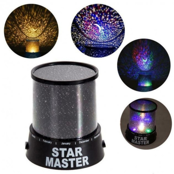 Светильник проектор ночник Звёздное небо Star Master Стар Мастер с USB-кабелем с блоком питания Черный
