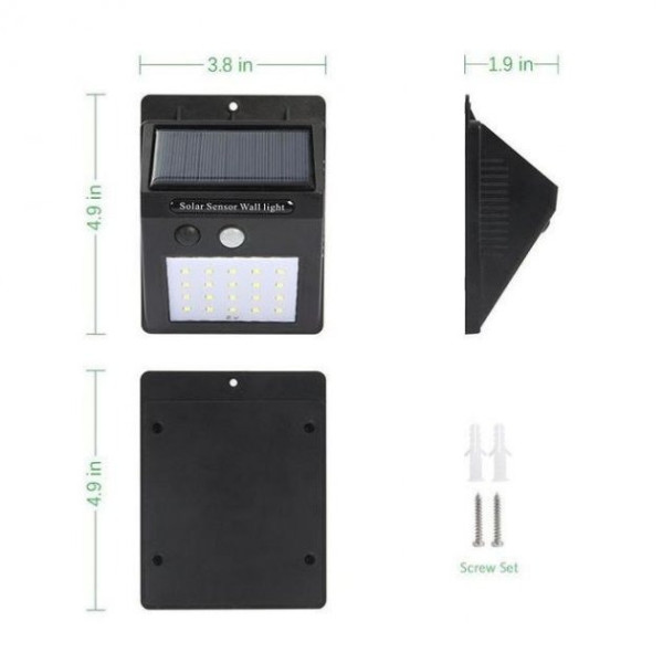 Cветильник LED наружного освещения Solar Motion Sensor Light с датчиком движения 0,5 Вт на солнечных батареях