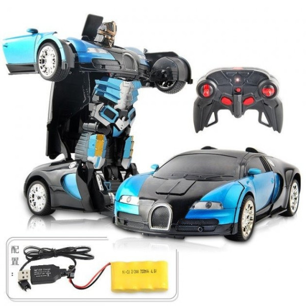 Авто Трансформер Bugatti Robot Car Size 1:18 Синяя, красная машинка с пультом