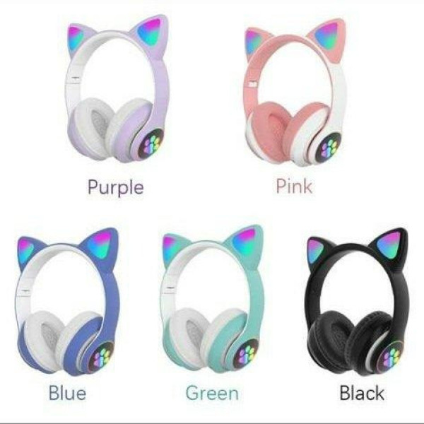 Беспроводные детские Bluetooth наушники с кошачьими ушками и подсветкой Cat VZV-23M