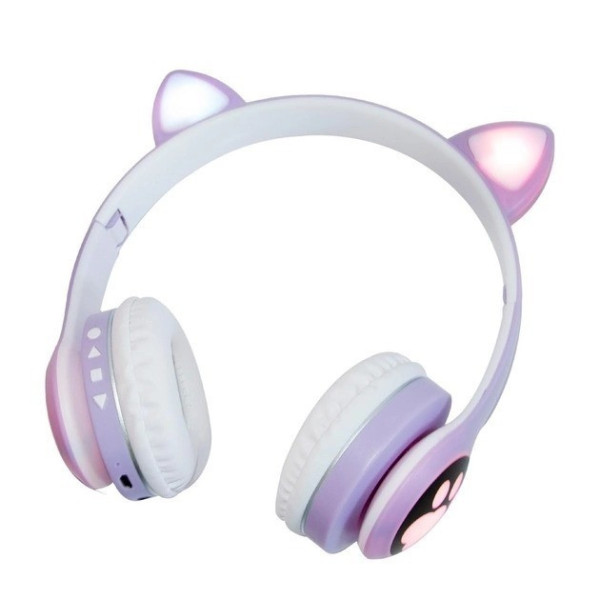 Беспроводные детские Bluetooth наушники с кошачьими ушками и подсветкой Cat VZV-23M