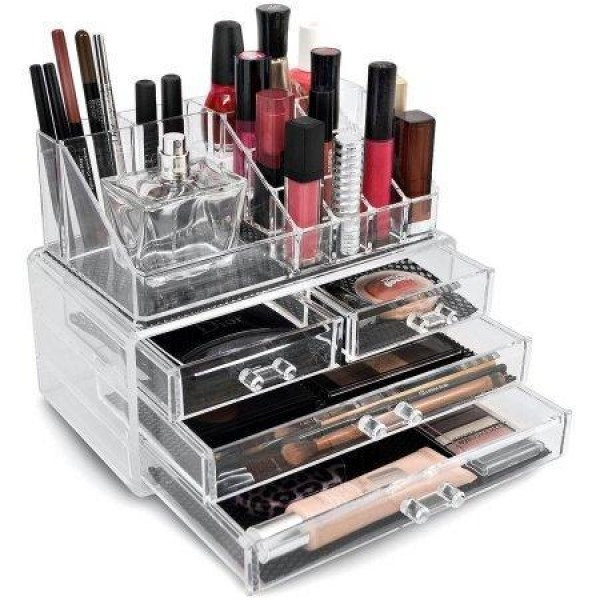 Органайзер для косметики 4 ящика акриловый прозрачный двухуровневый Cosmetic storage box