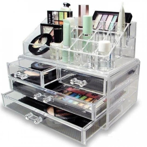 Органайзер для косметики 4 ящика акриловый прозрачный двухуровневый Cosmetic storage box