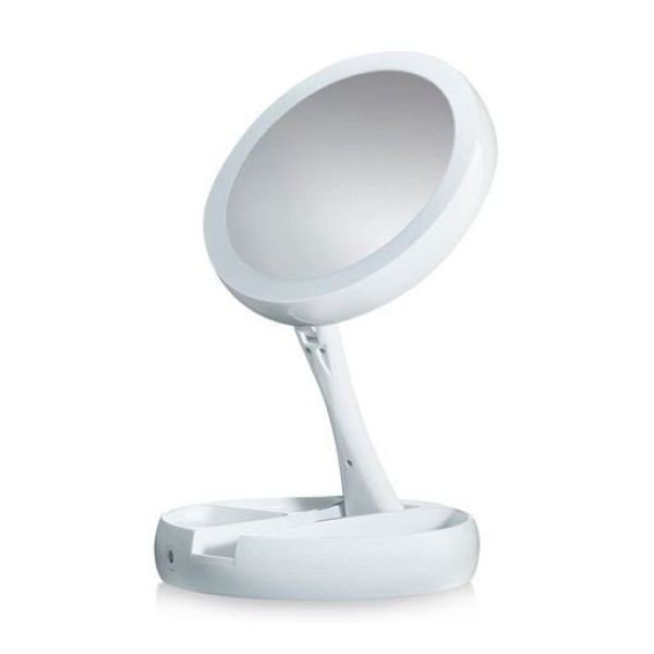 Косметическое настольное зеркало My Fold Away с LED подсветкой Белое складное