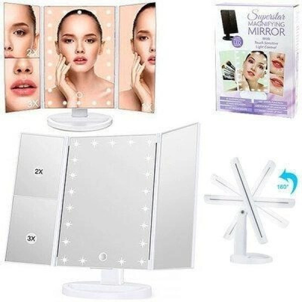 Зеркало настолькое для макияжа Superstar Magnifying Mirror с LED-подсветкой