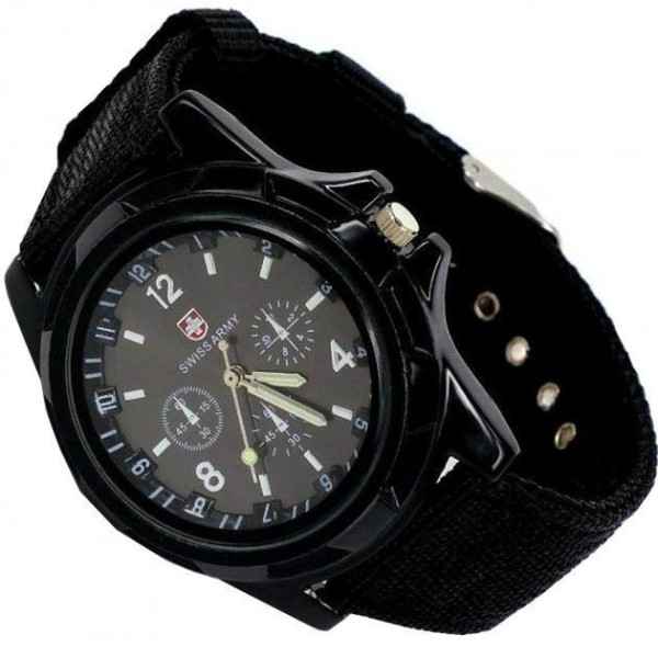 Наручные кварцевые часы Swiss Army Watch армейские Black