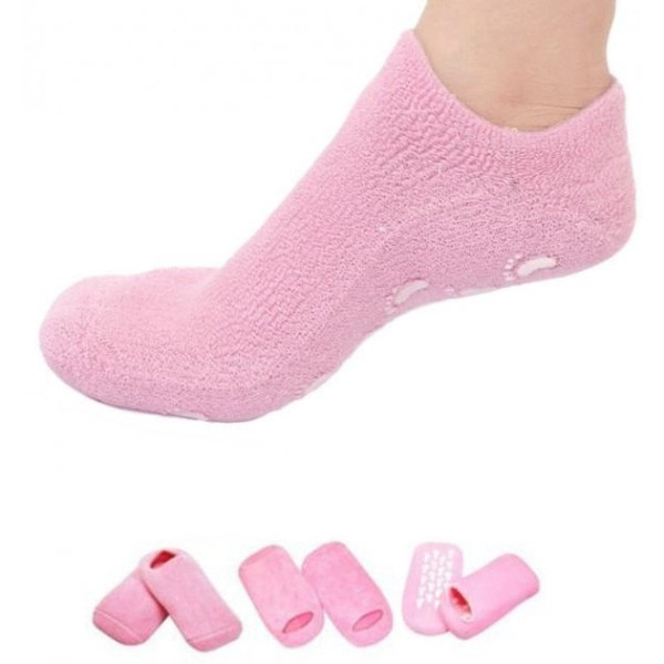 Увлажняющие гелевые носочки SPA Gel Socks для смягчения кожи стоп Розовые