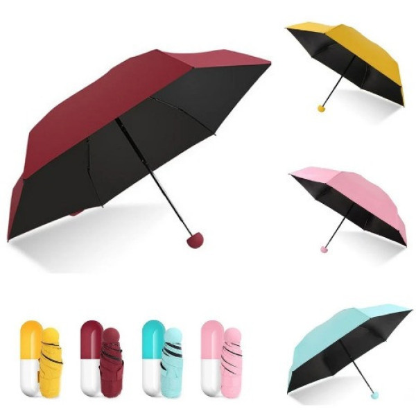 Мини зонт складной механический в футляре Capsule Umbrella