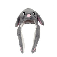Светящаяся шапка Серый зайчик с подвижными ушками Pikachu Toys Grey