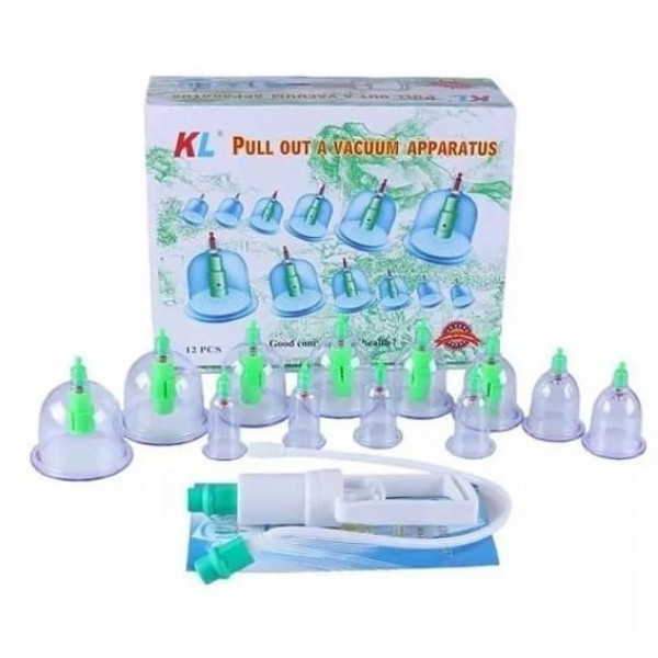 Вакуумные массажные антицеллюлитные банки Pull Out a Vacuum Apparatus 12 шт с насосом для домашней терапии
