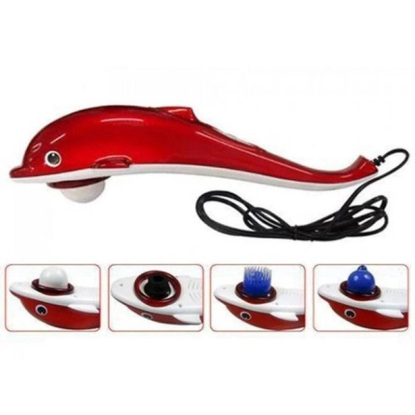 Ручной вибромассажёр для тела дельфин Bishop Small Dolphin Massager Красный/Синий