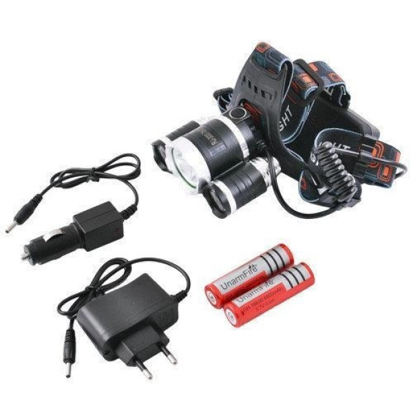 Мощный еалобный фонарь Bailong RJ-3000 Cree T6+2Q5 с тремя светодиодами