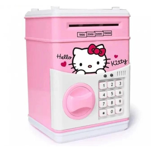 Детский сейф-копилка с купюроприемником и кодовым замком для денег Hello Kitty Розовый
