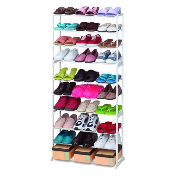 Полка органайзер для обуви Amazing Shoe Rack вмещает 30 пар обуви белая