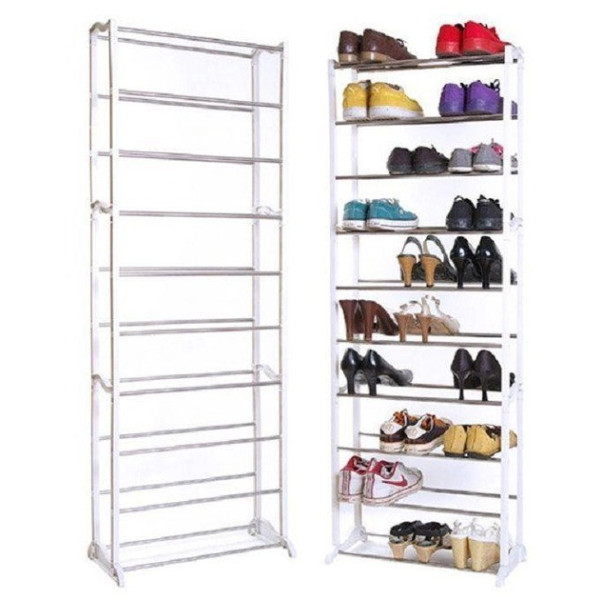 Полка органайзер для обуви Amazing Shoe Rack вмещает 30 пар обуви белая