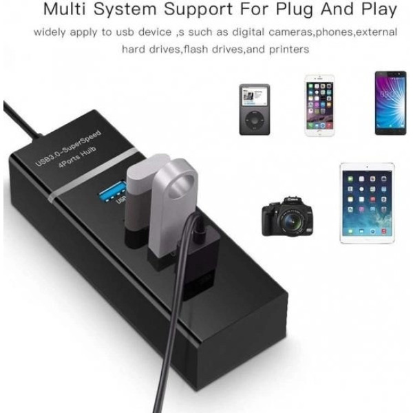 Разветвитель USB 3.0 хаб 4 порта Memos с кнопками on off с 4 портами зарядки и синхронизации