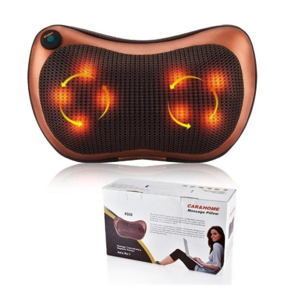 Массажная роликовая подушка с подогревом для спины и шеи Massage Pillow GHM 8028