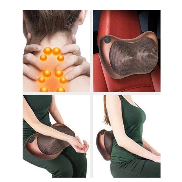 Массажная роликовая подушка с подогревом для спины и шеи Massage Pillow GHM 8028