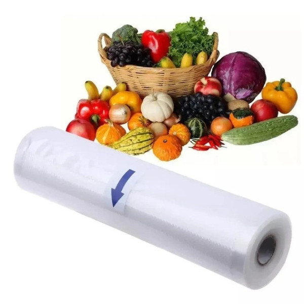 Вакуумные пакеты для вакууматора для пищи 5 м х 20 см, прозрачные рифленые в рулоне