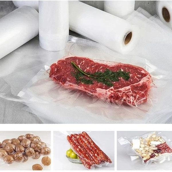 Вакуумные пакеты для вакууматора для пищи 5 м х 20 см, прозрачные рифленые в рулоне