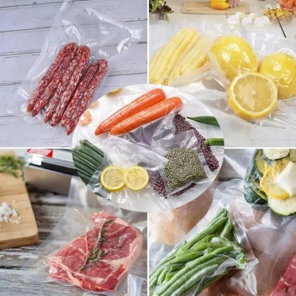 Вакуумные пакеты для вакууматора для пищи 5 м х 20 см, прозрачные рифленые в рулоне