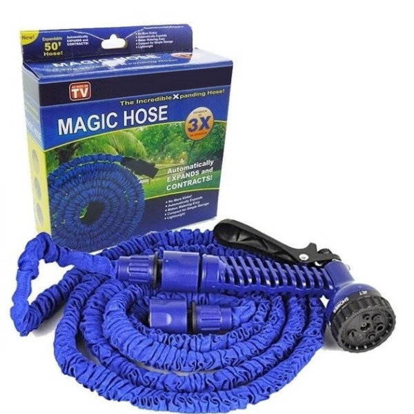 Шланг садовый для полива Magic Hose саморастягивающийся 15 м с распылителем