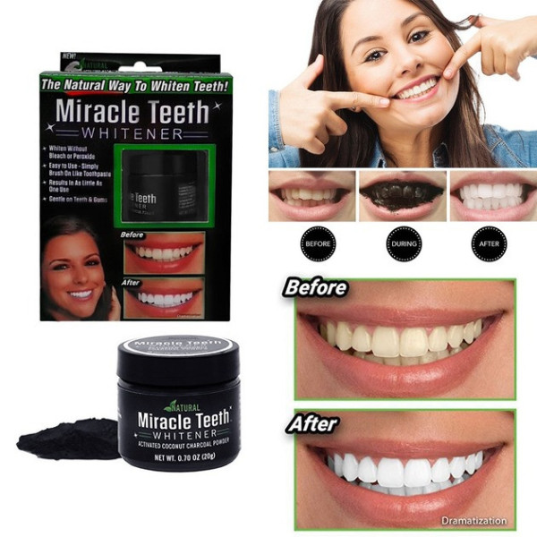 Отбеливатель зубов Miracle Teeth Whitener черная отбеливающая зубная паста