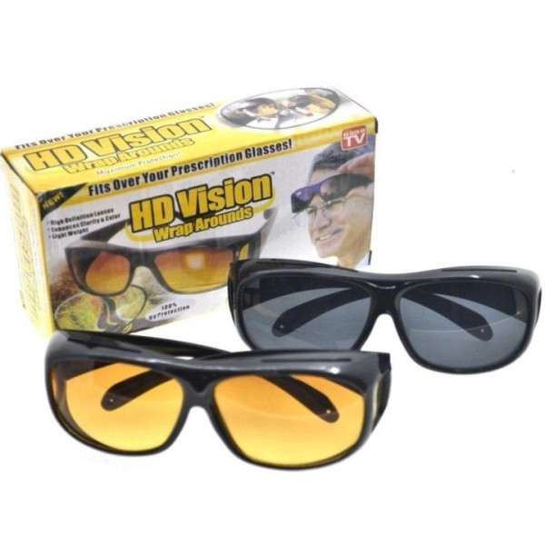 Комплект Антибликовые очки HD Vision WrapArounds Day & Night  2в1 ночные и дневные