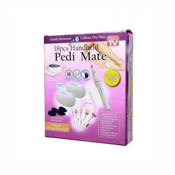 Маникюрно педикюрный набор Pedi Mate 18 предметов / Комплект пилок для пяток и Фрезер с 10 насадками