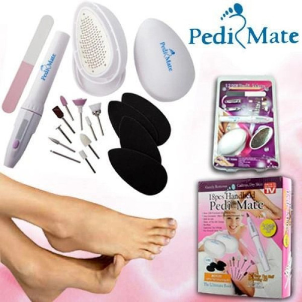 Маникюрно педикюрный набор Pedi Mate 18 предметов / Комплект пилок для пяток и Фрезер с 10 насадками