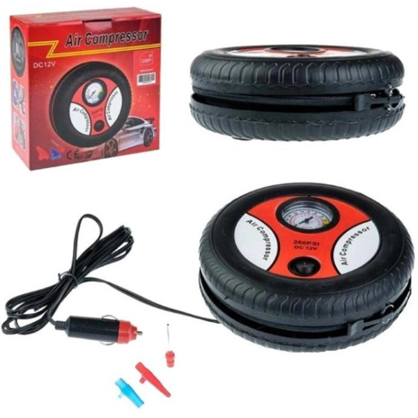 Автомобильный компрессор в форме колеса Air Compressor DC12V 260 PSI - для подкачки колес и мячей
