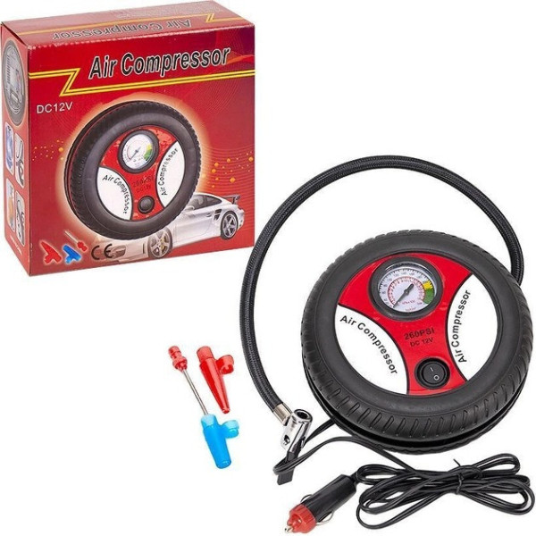 Автомобильный компрессор в форме колеса Air Compressor DC12V 260 PSI - для подкачки колес и мячей