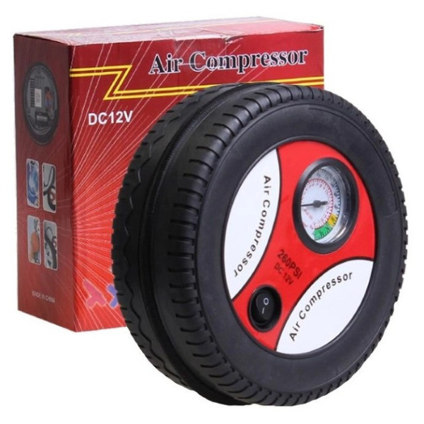 Автомобильный компрессор в форме колеса Air Compressor DC12V 260 PSI - для подкачки колес и мячей