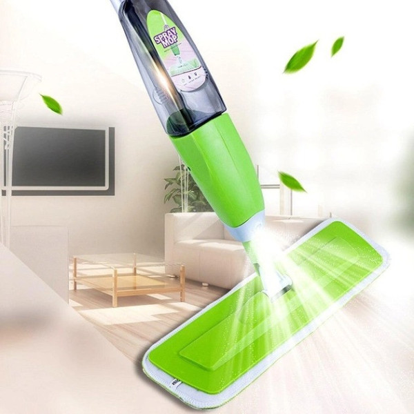 Швабра с распылителем и двойной щеткой 3в1 Spray Healthy Mop длинная ручка управления разбрызгиванием