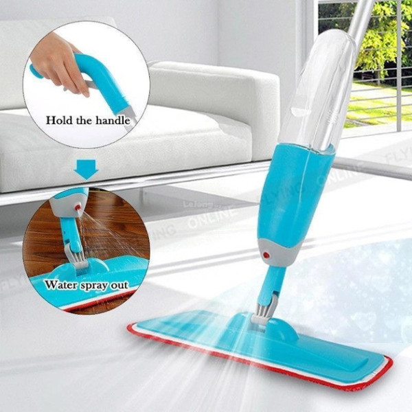 Швабра с распылителем и двойной щеткой 3в1 Spray Healthy Mop длинная ручка управления разбрызгиванием