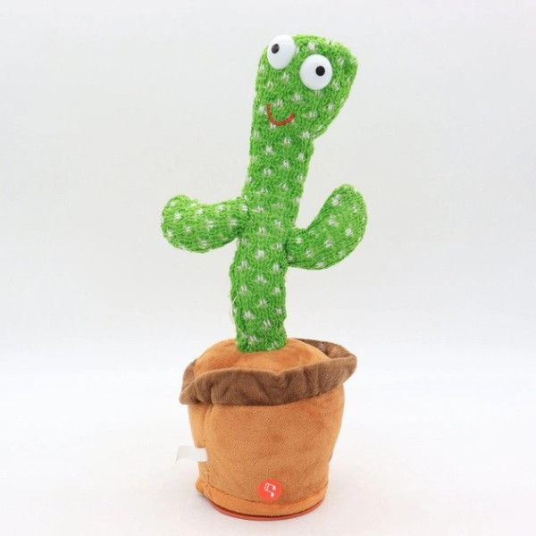 Танцующий говорящий кактус 120 песен с подсветкой Dancing Cactus 31 см Зеленый