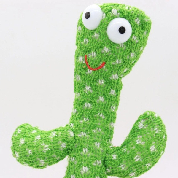 Танцующий говорящий кактус 120 песен с подсветкой Dancing Cactus 31 см Зеленый