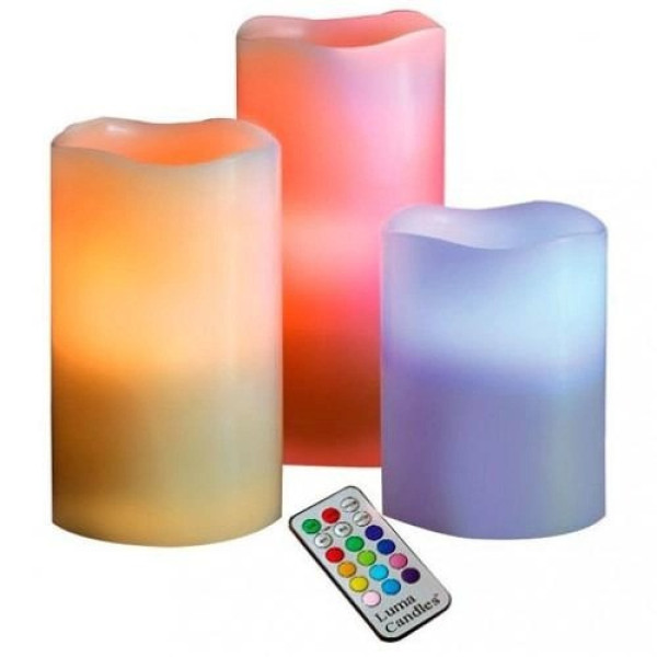 Ночник набор светодиодных свечей Luma Candles LED свеча - ночник RGB с пультом управления 3 шт