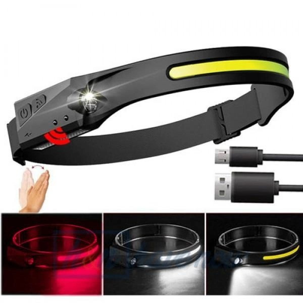 Фонарь налобный гибкий на аккумуляторе COBA CB-689-3 с датчиком движения и USB