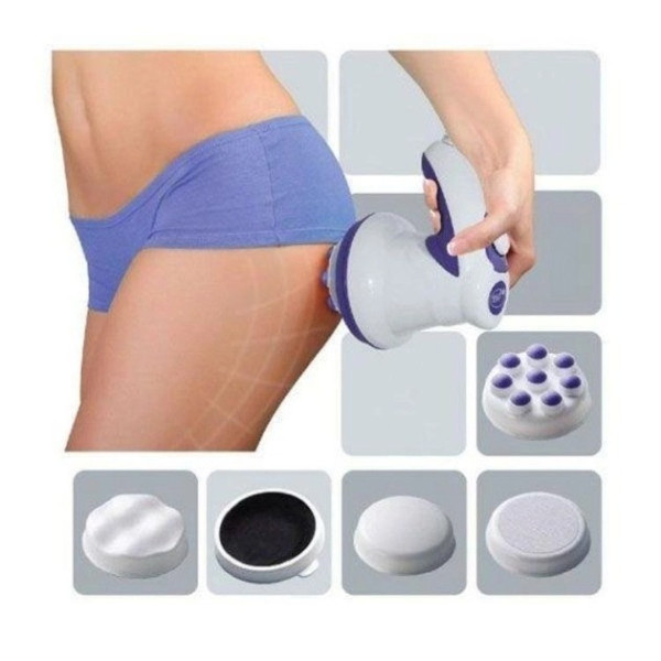 Вибромассажер ручной антицеллюлитный роликовый для тела 5 насадок Relax and Spin Tone